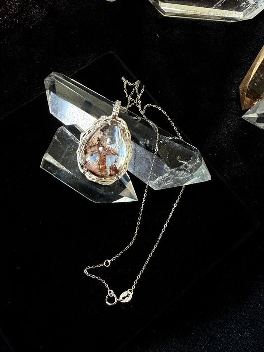 Silver Inlaid Phantom Quartz Pendant