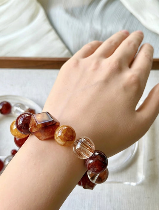Root Chakra Garnet Hematoid Quartz Rutilated Quartz