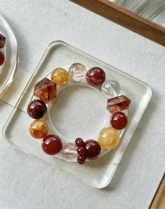 Root Chakra Garnet Hematoid Quartz Rutilated Quartz