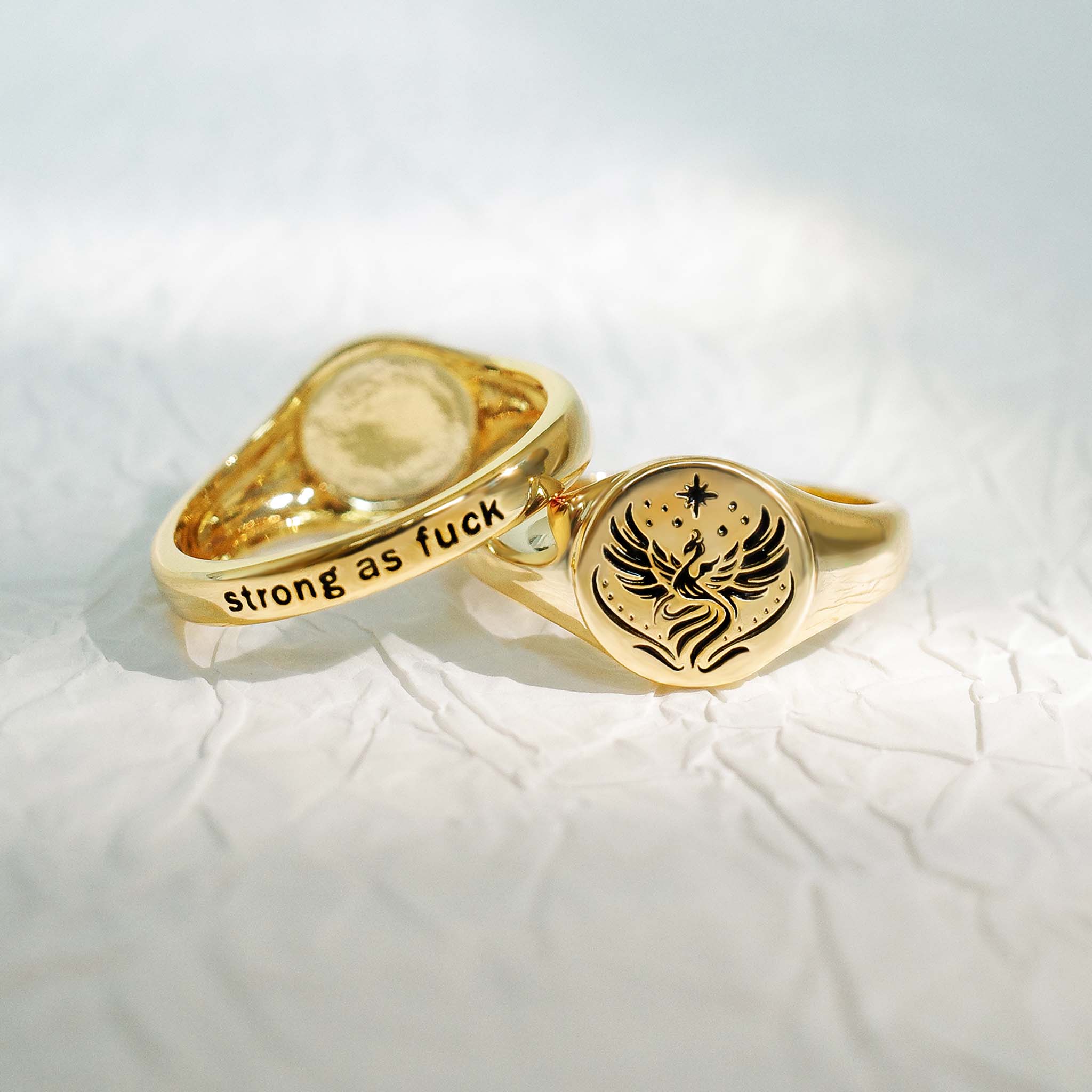 Strong As Fuck Phoenix Signet Ring