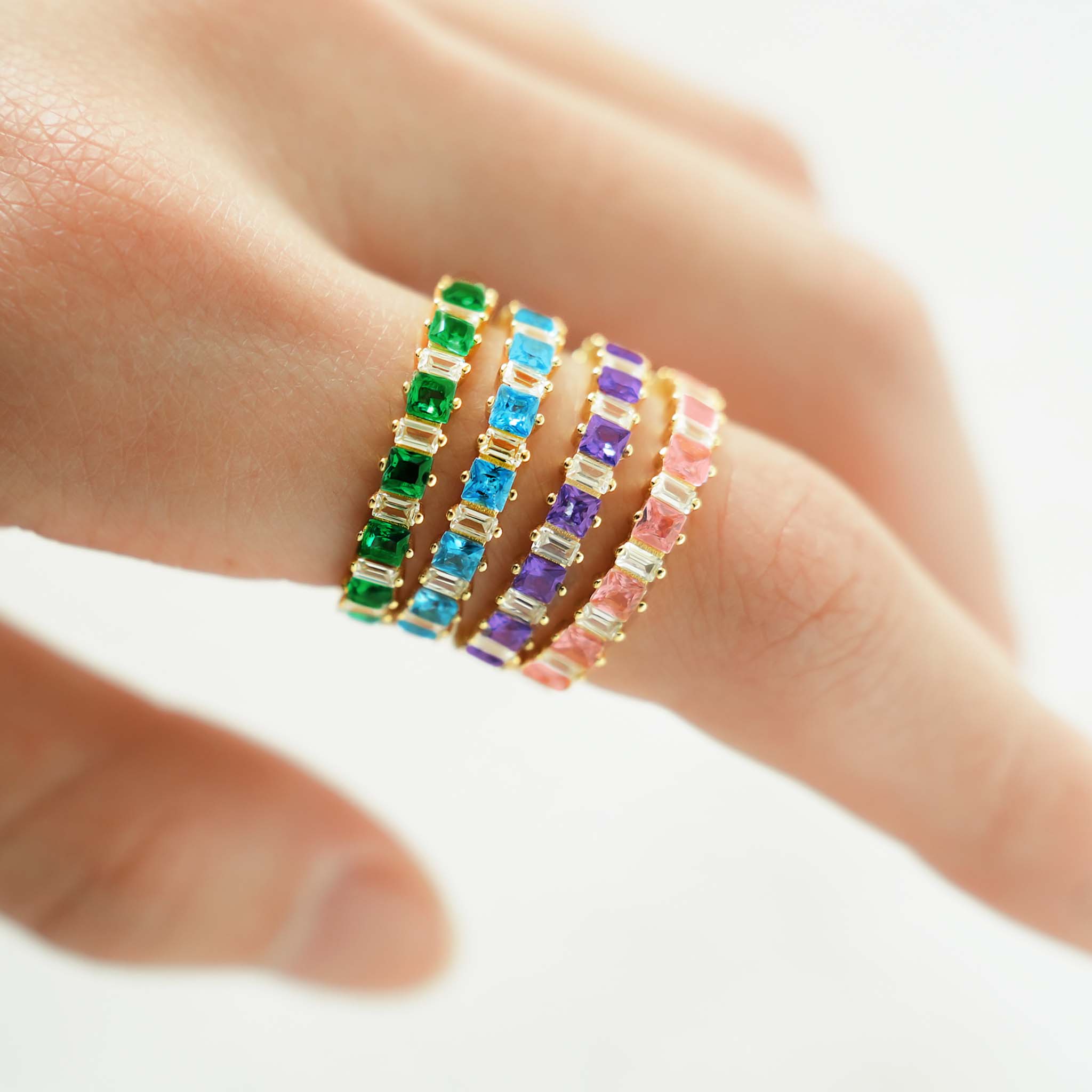 Stacking Square Birthstone Ring