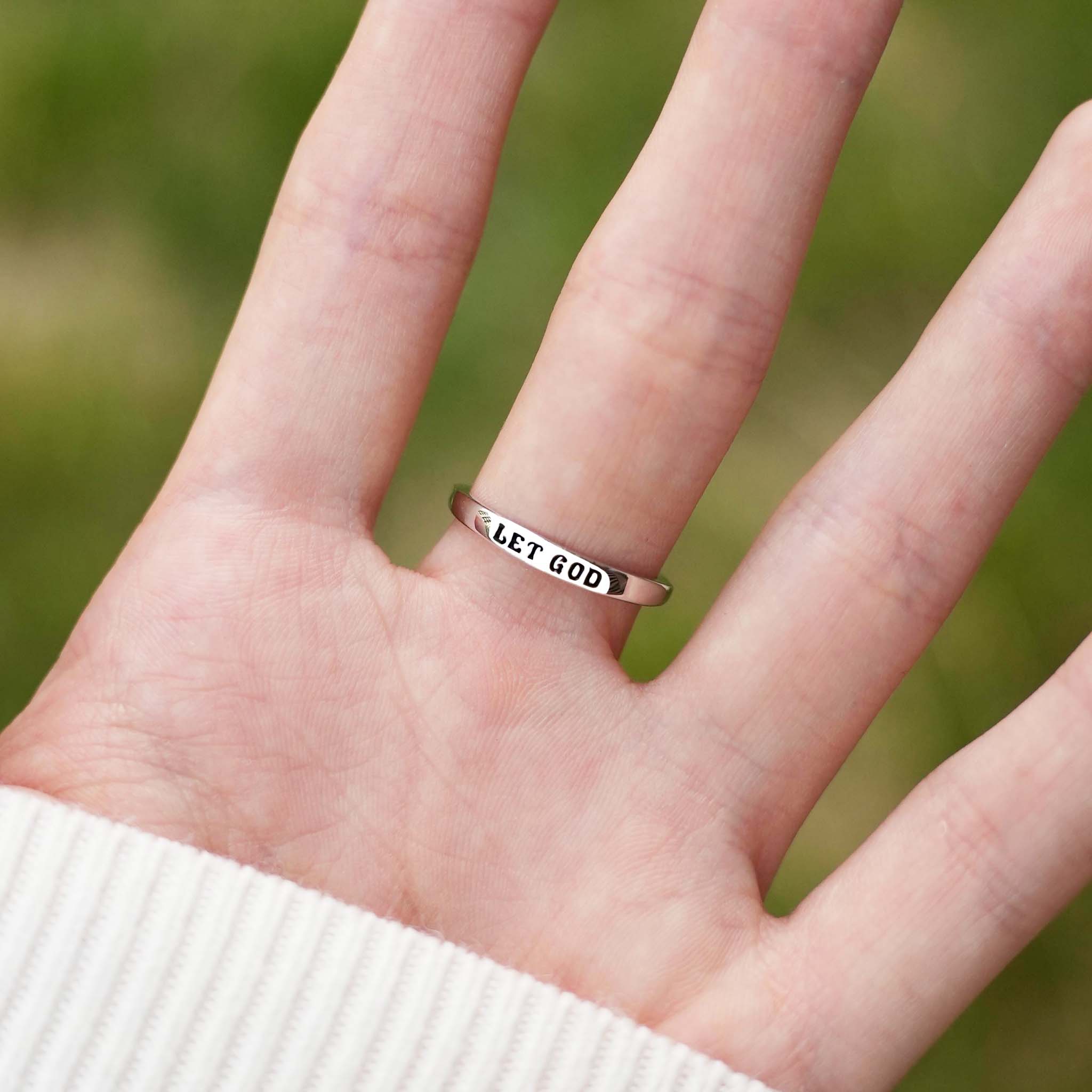 Let Go & Let God Cross & Heart Adjustable Ring