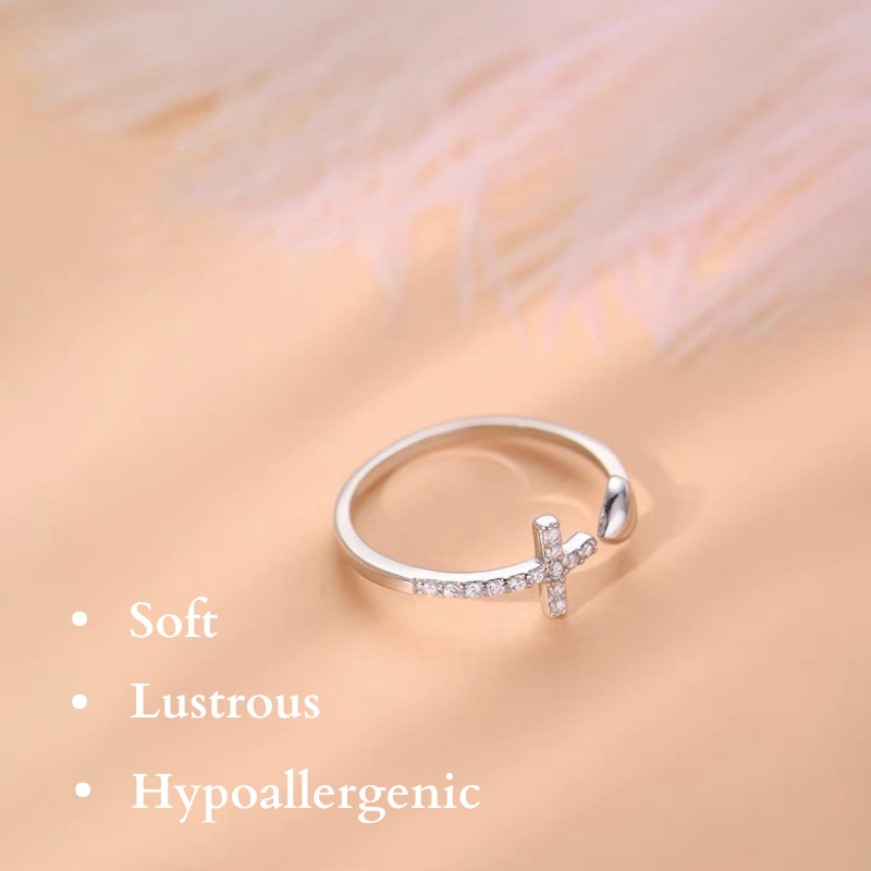 Let Go & Let God Cross & Heart Adjustable Ring