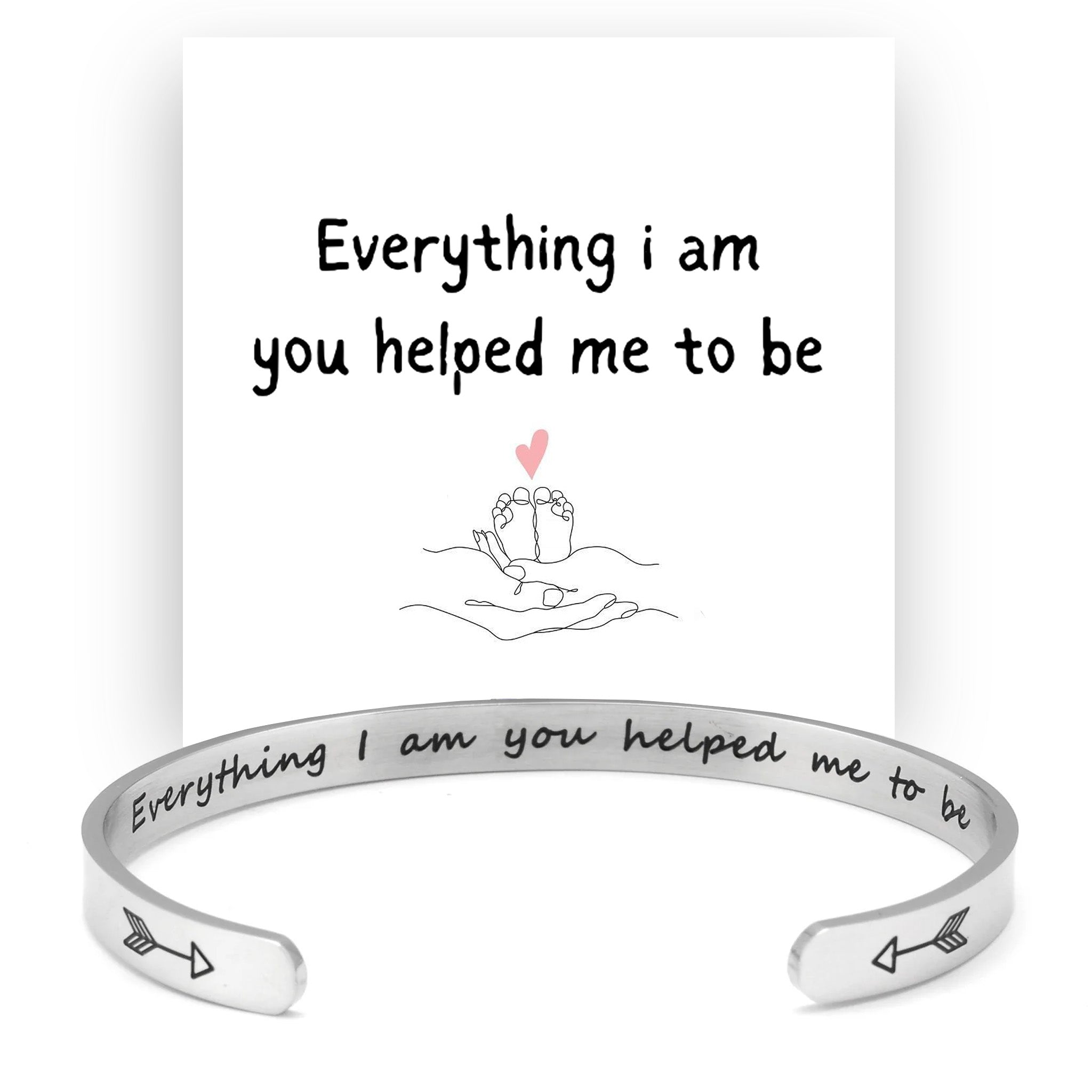 Love & Gratitude Stainless Cuff Arrow Bangle