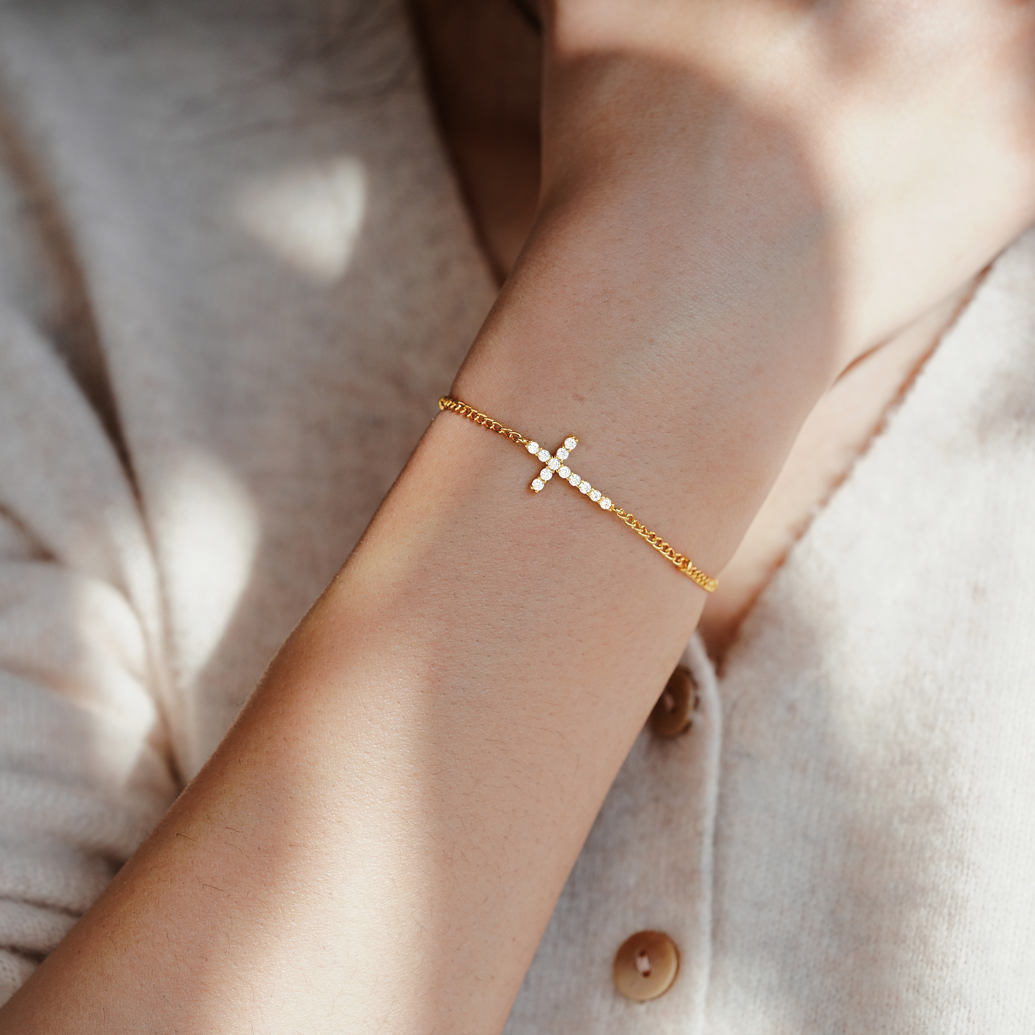 Pray On It Crystal Cross Bracelet