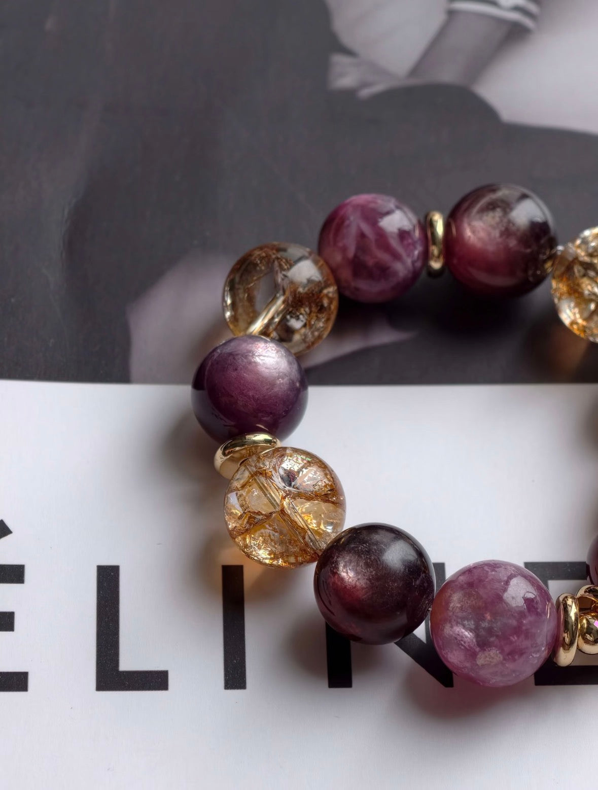 16 - 17mm lepidolite gold crystal for healing