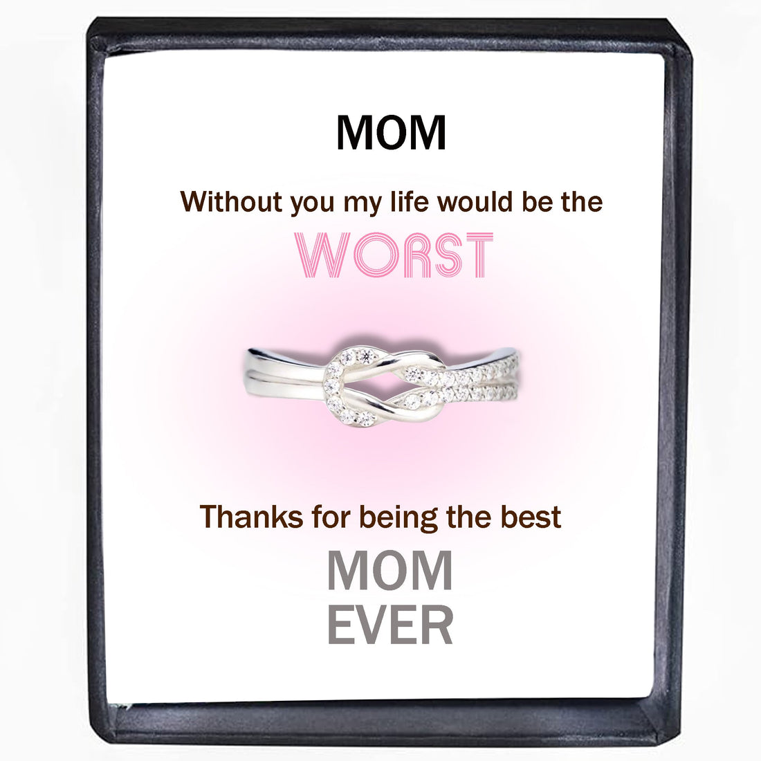 Mother & Daughter Square Knot Engraved Ring