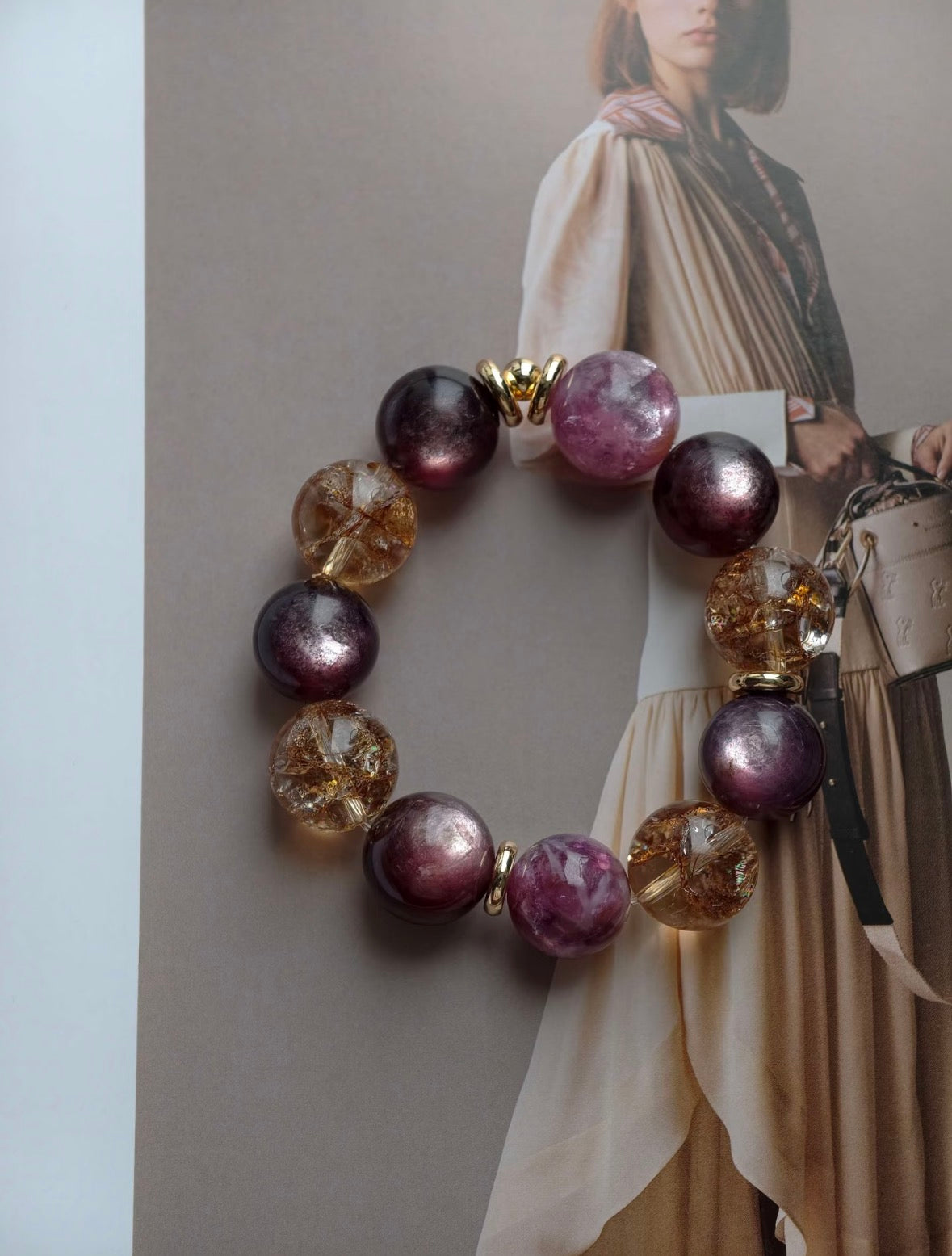16 - 17mm lepidolite gold crystal for healing