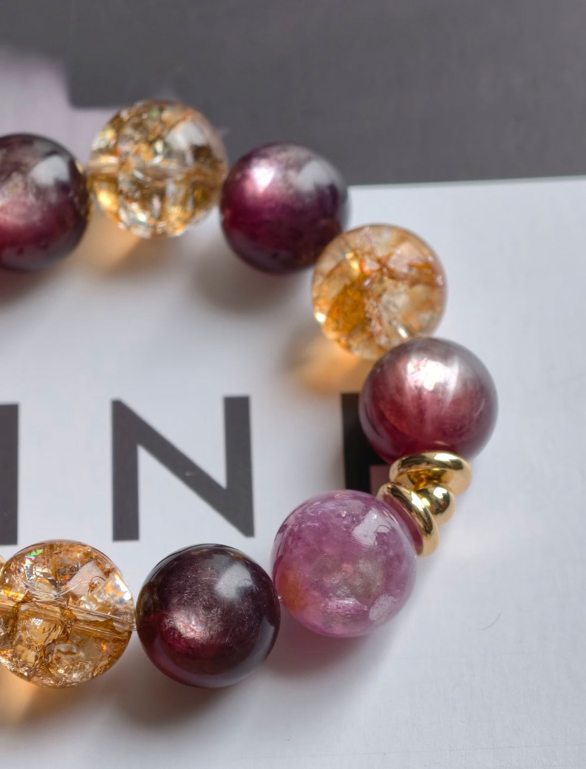 16 - 17mm lepidolite gold crystal for healing