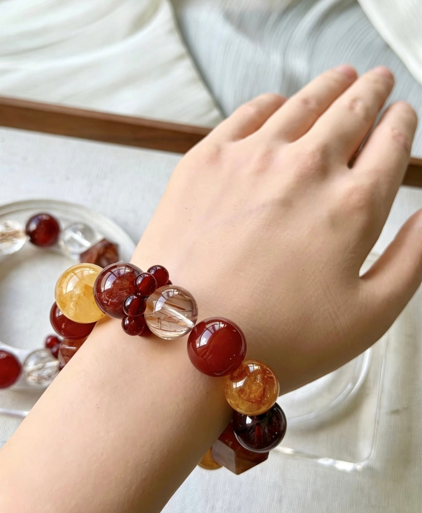 Root Chakra Garnet Hematoid Quartz Rutilated Quartz