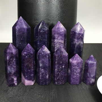 Natural Lilac Hexagonal Prism Energy Stone Ornament, Purple Column Crystal Energy Pillar, Energy Crystal Column