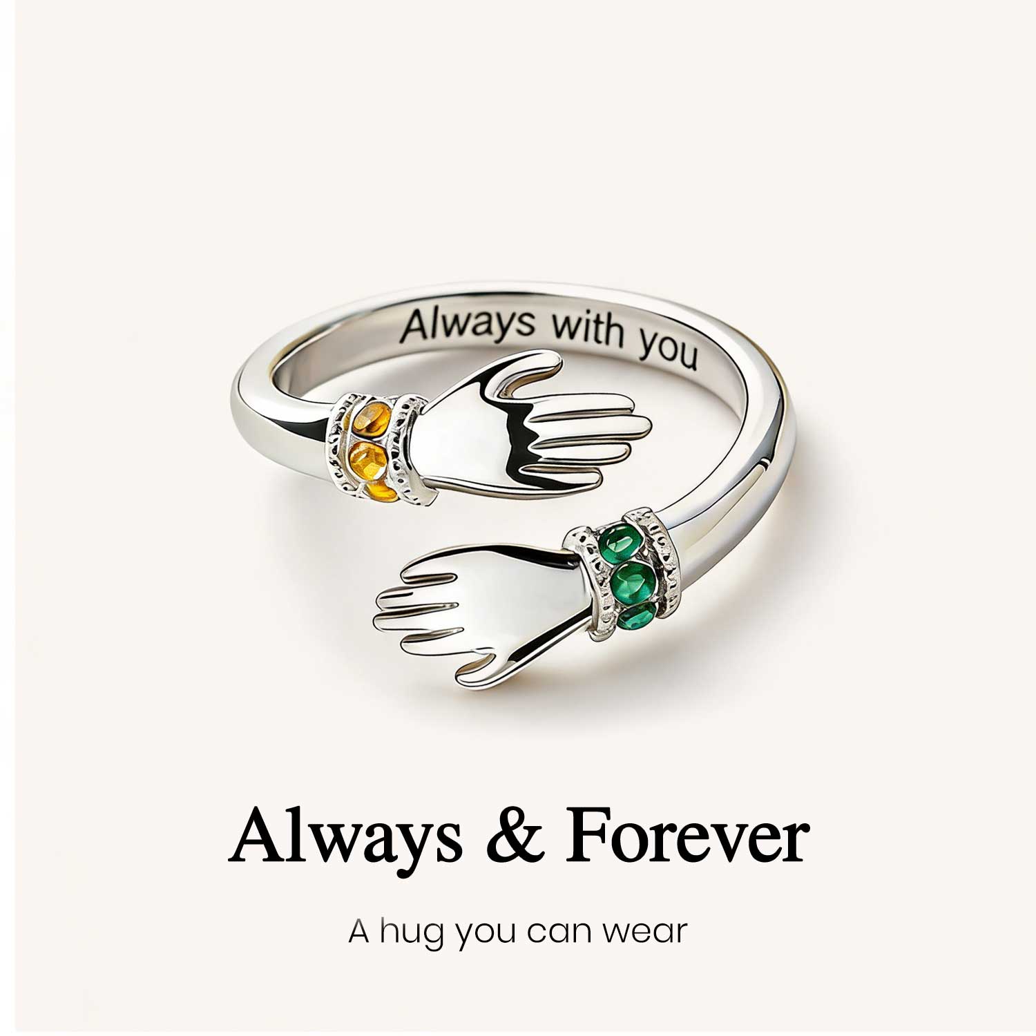 Always with You Adjustable Hug Birthstone Ring