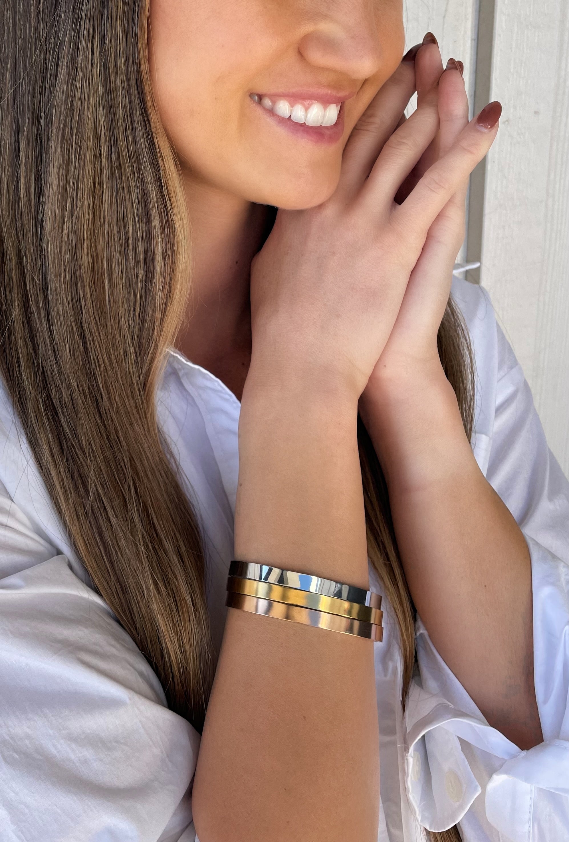 Love & Gratitude Stainless Cuff Arrow Bangle