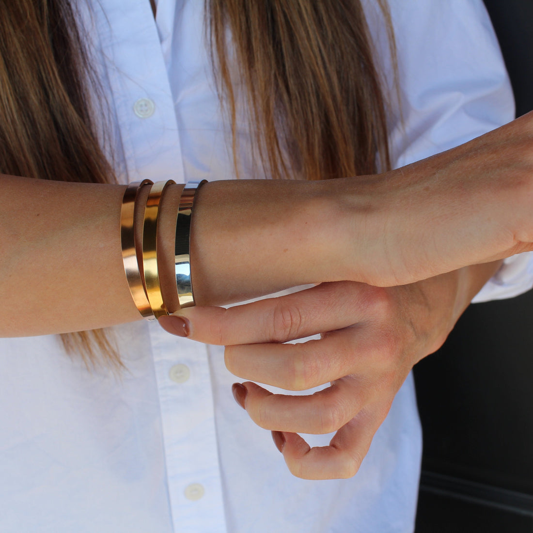 Love & Gratitude Stainless Cuff Arrow Bangle