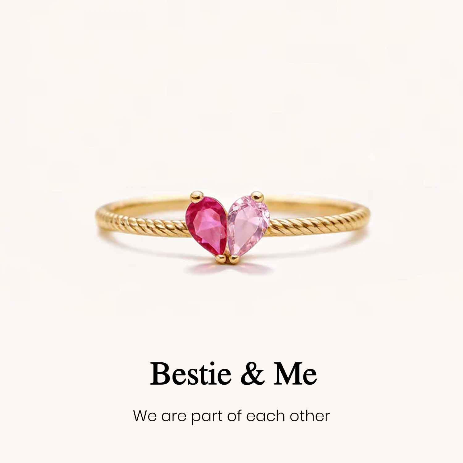 Bestie & Me Tiny Heart Birthstone Ring