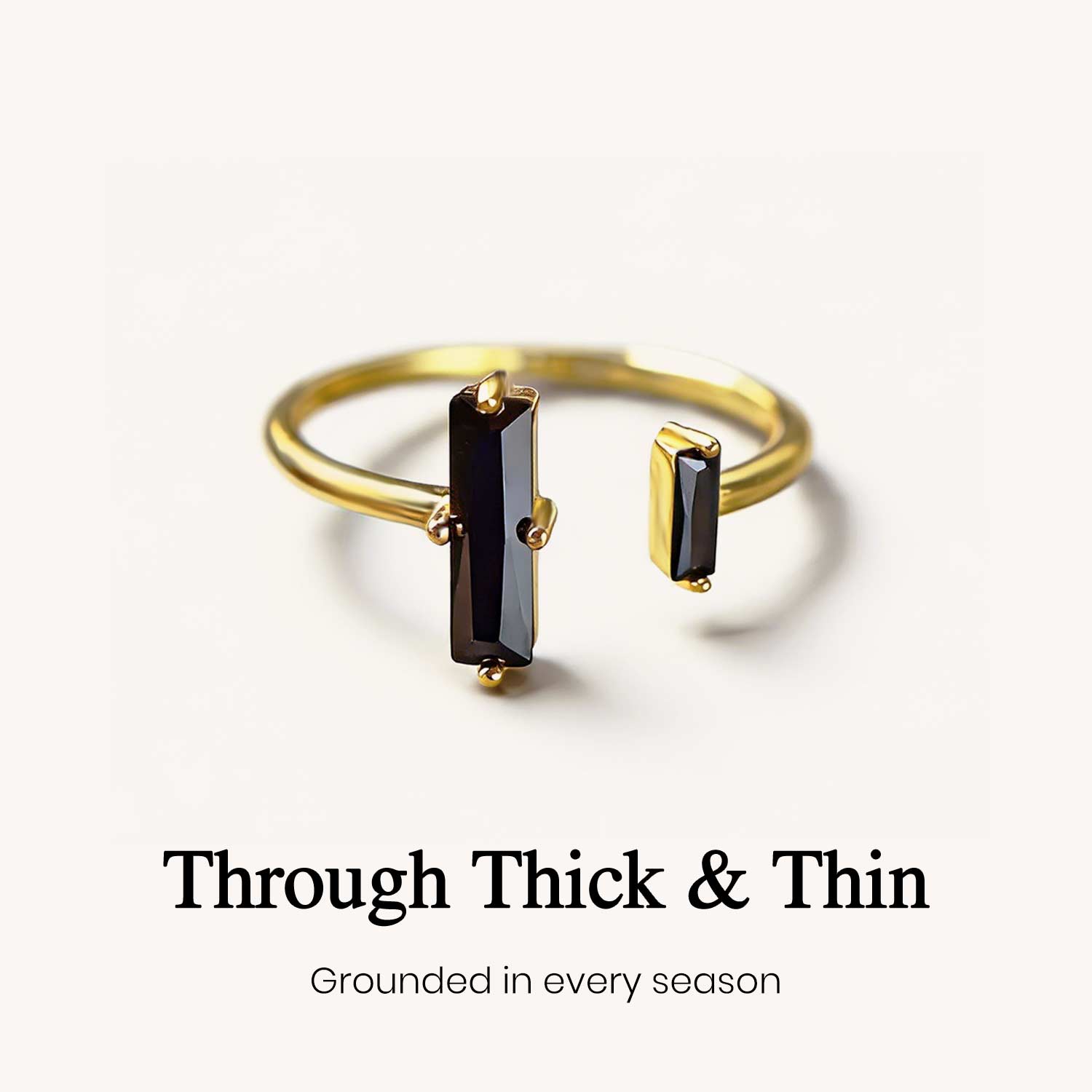 Black Onyx Thick & Thin Ring