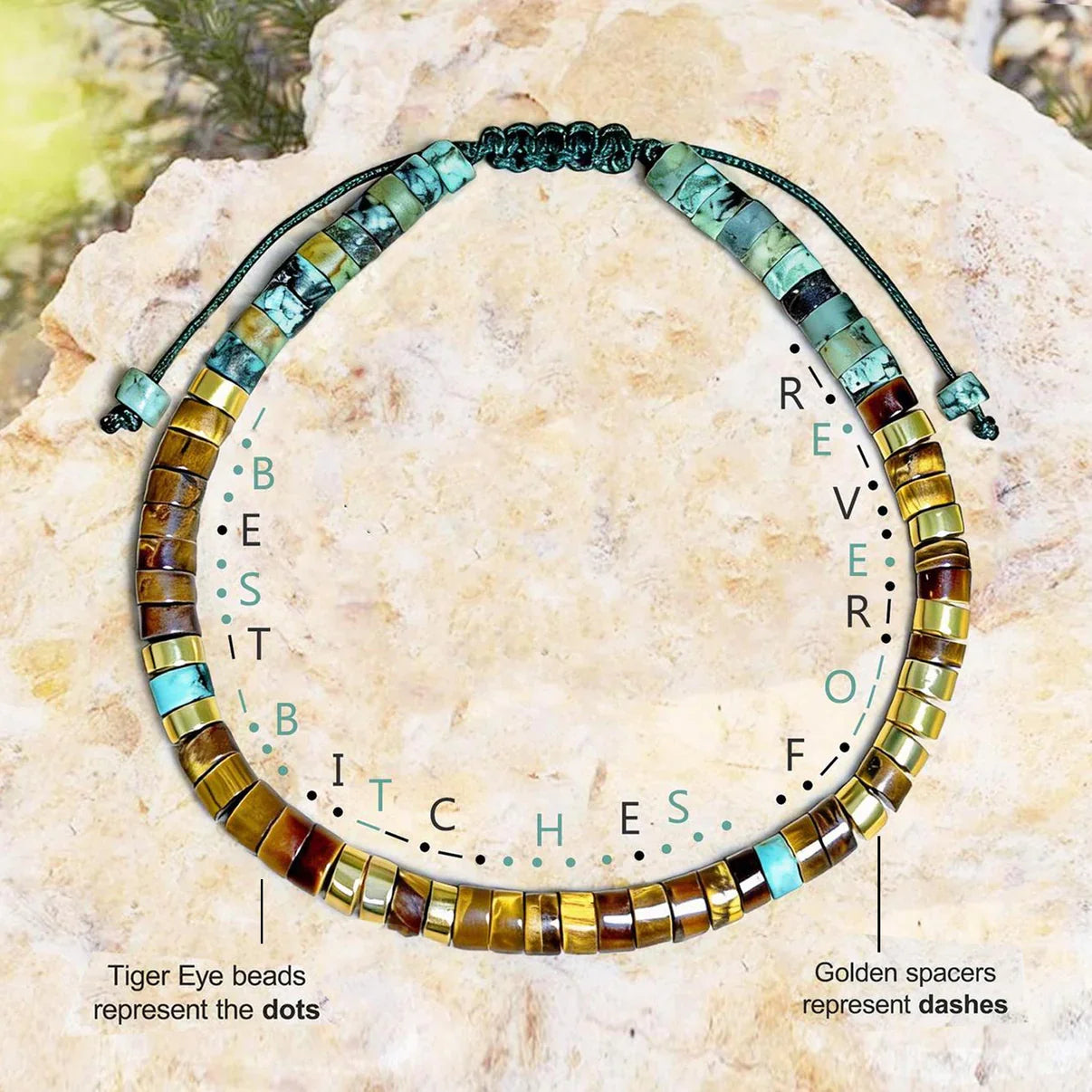 'Best Bitches Forever' Morse code Motivational Bracelet