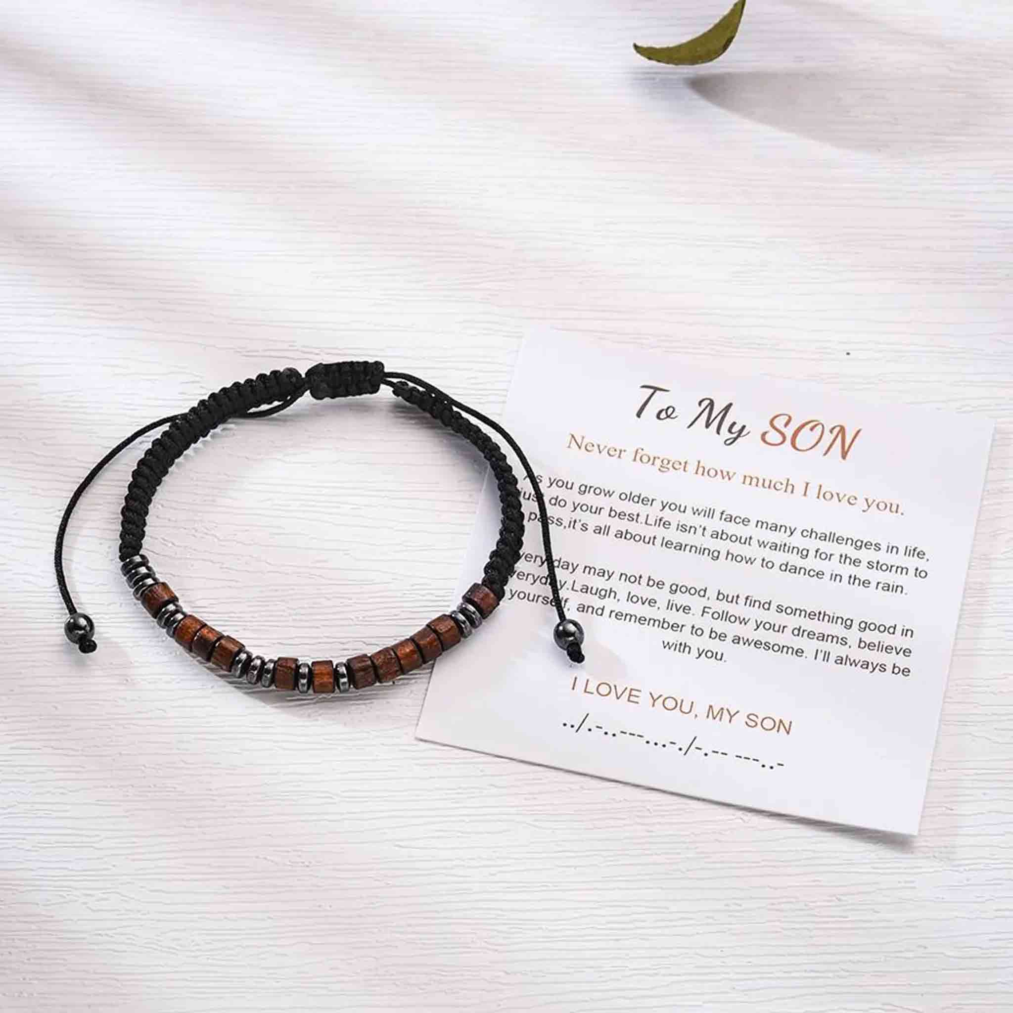 I Love U My Son Morse Code Bracelet