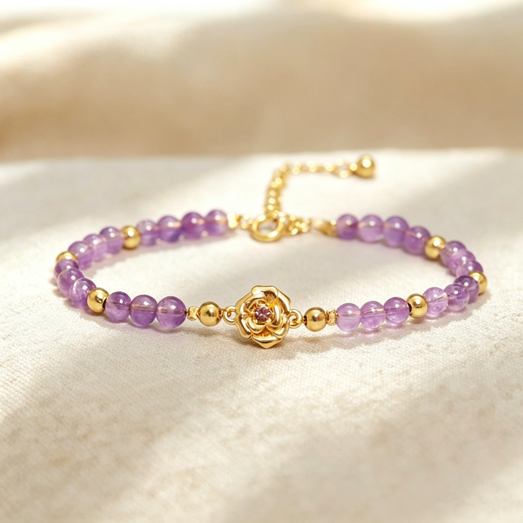 June Birth Flower Amethyst Bracelet