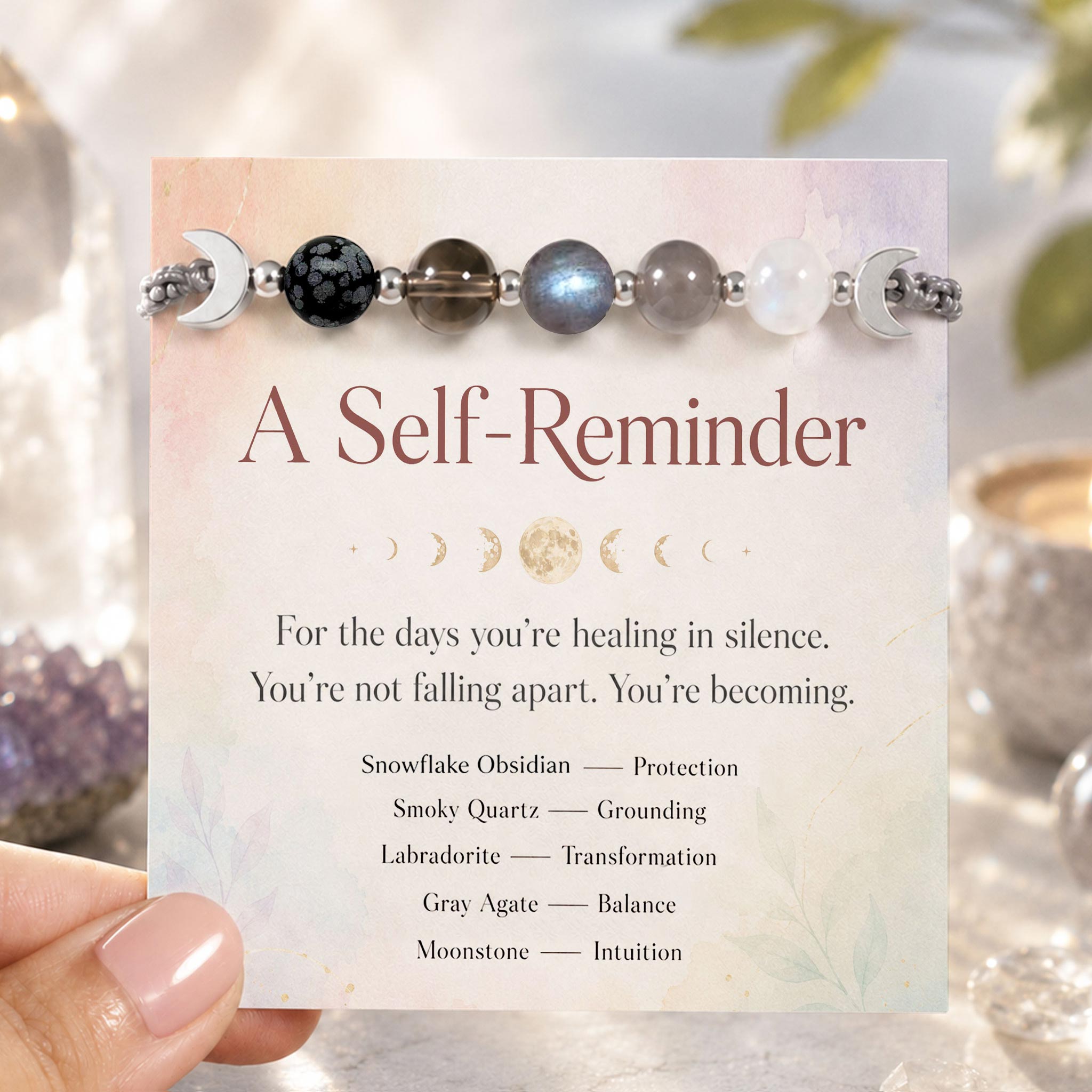 Moon Phases Crystal Healing Bracelet
