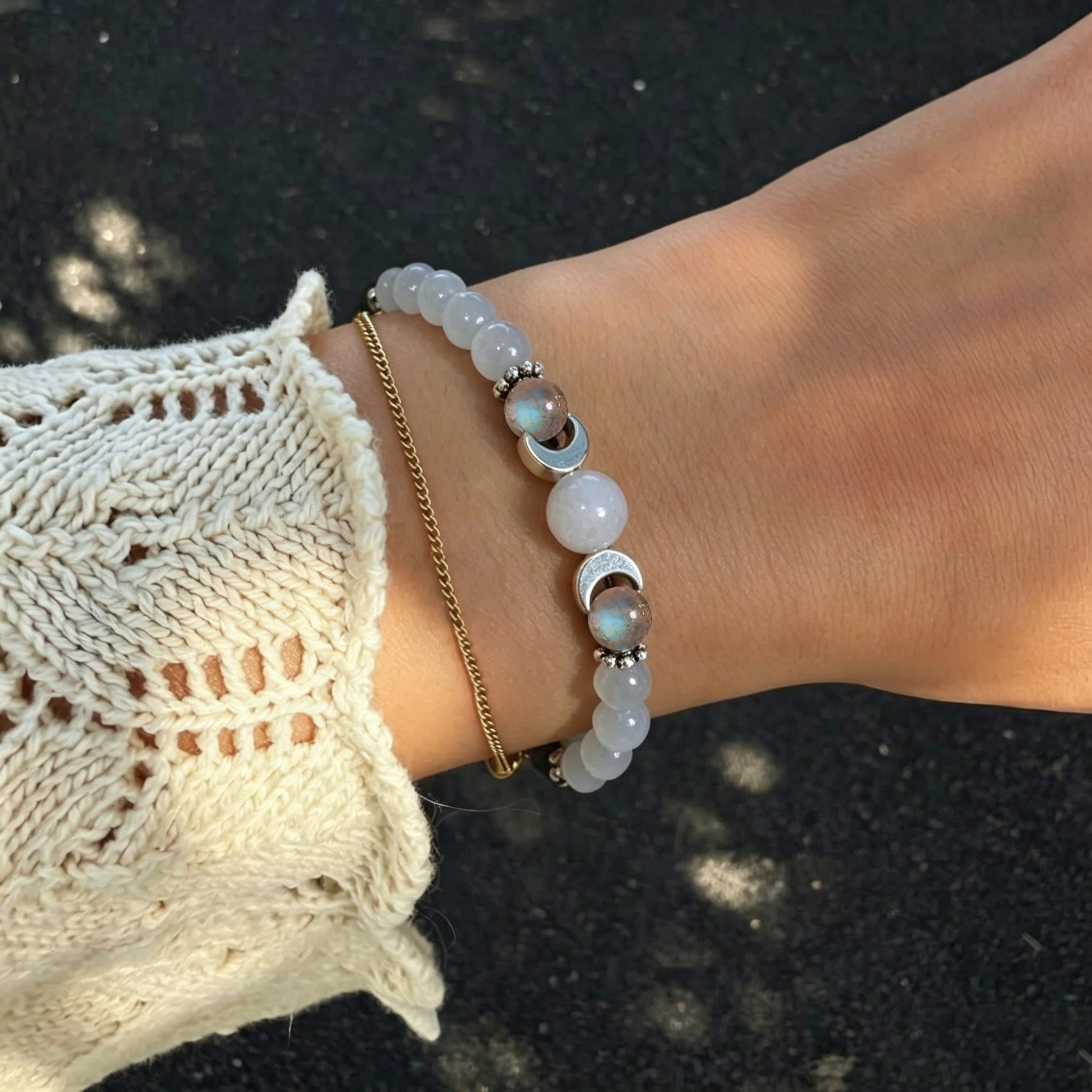 Moon Phases Moonstone Healing Crystal Bracelet