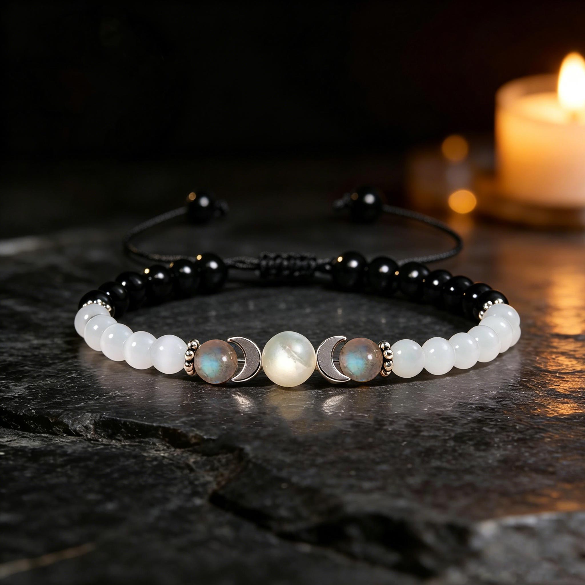 Moon Phases Moonstone Healing Crystal Bracelet