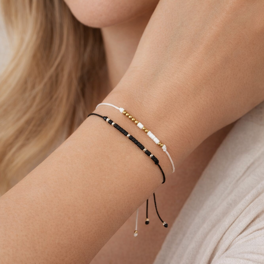 Morse Code Couple Energy Stone Bracelet