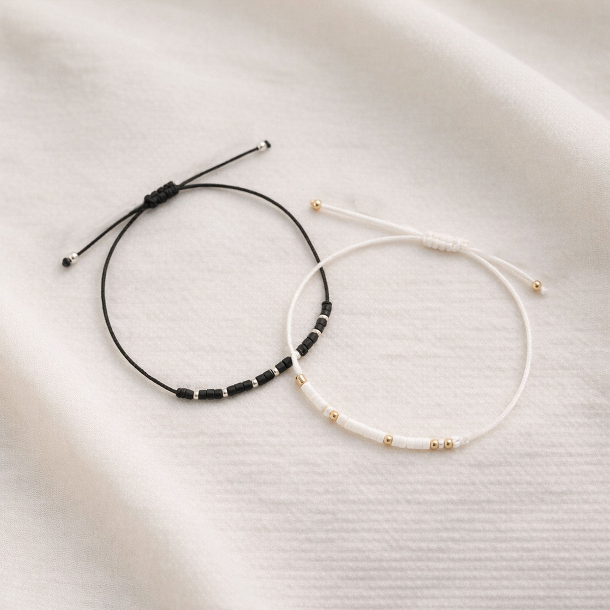 Morse Code Couple Energy Stone Bracelet