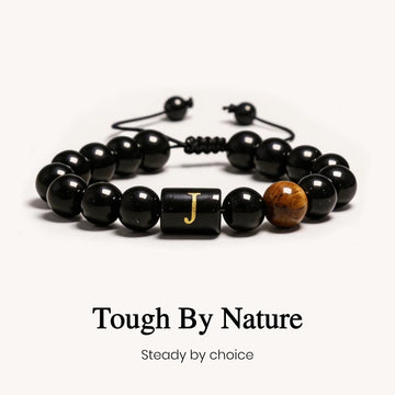 Natural Stone Initial Bracelet For Men