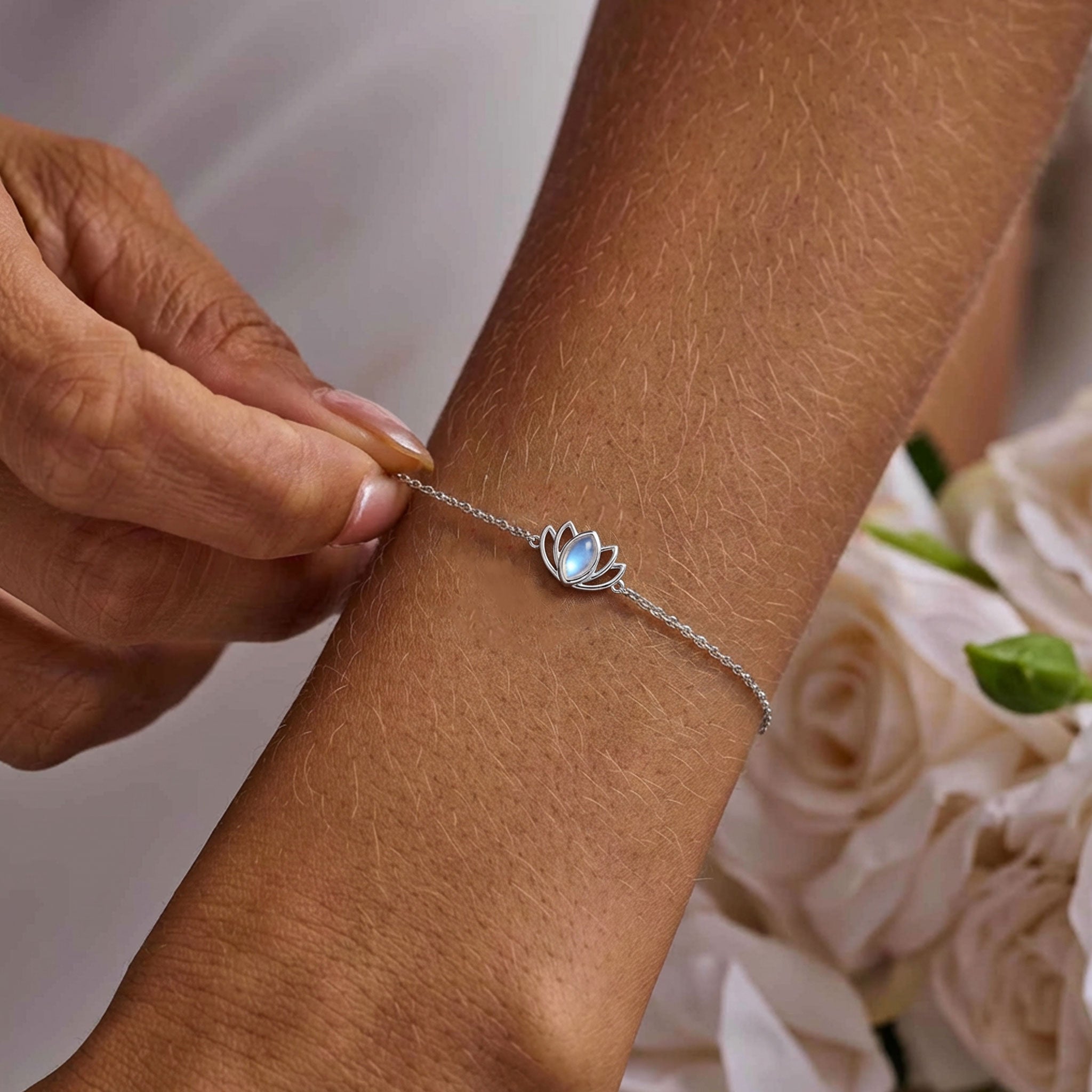 New Beginning Lotus Moonstone Bracelet