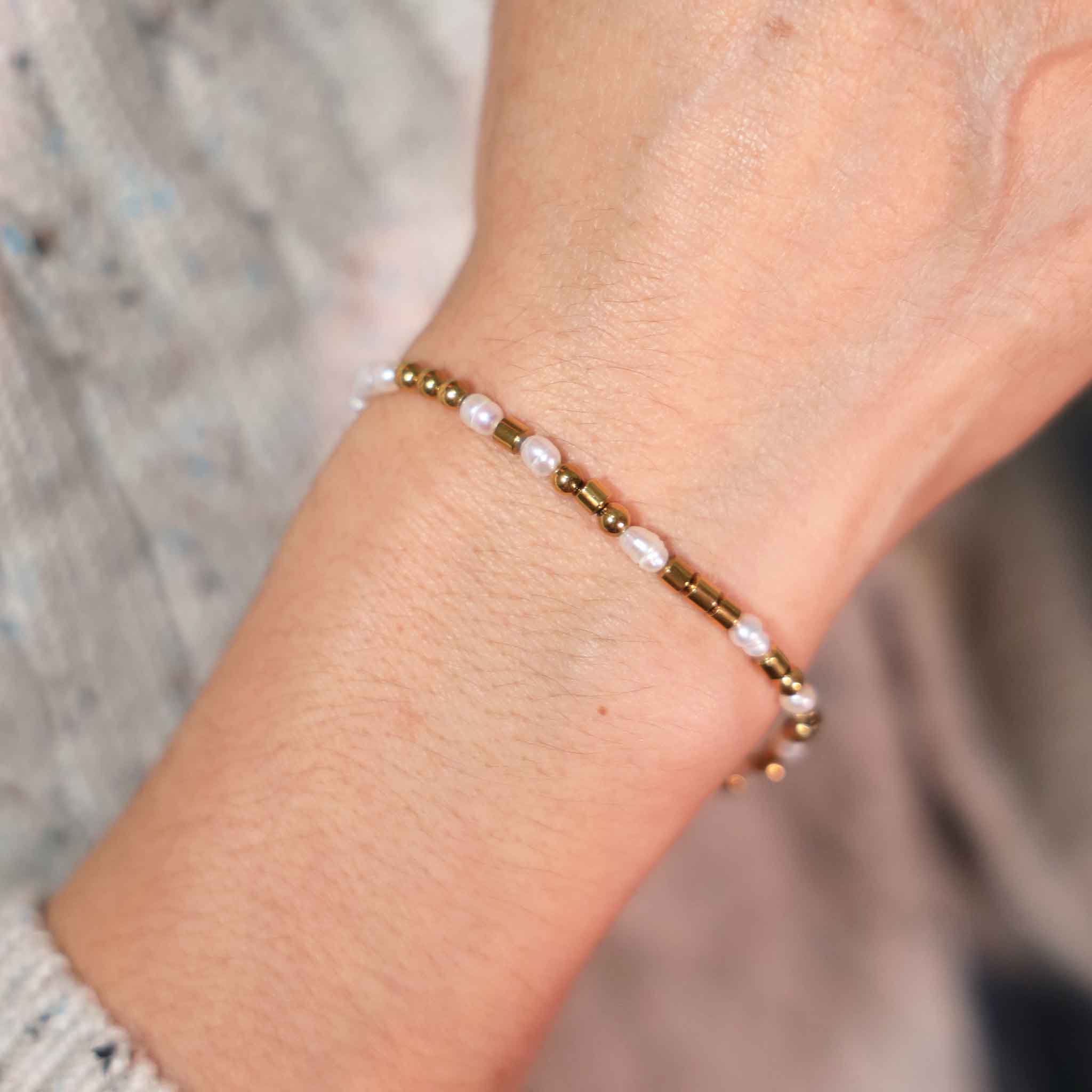 " Strong as Fuck " Pearl Morse Code Bracelet