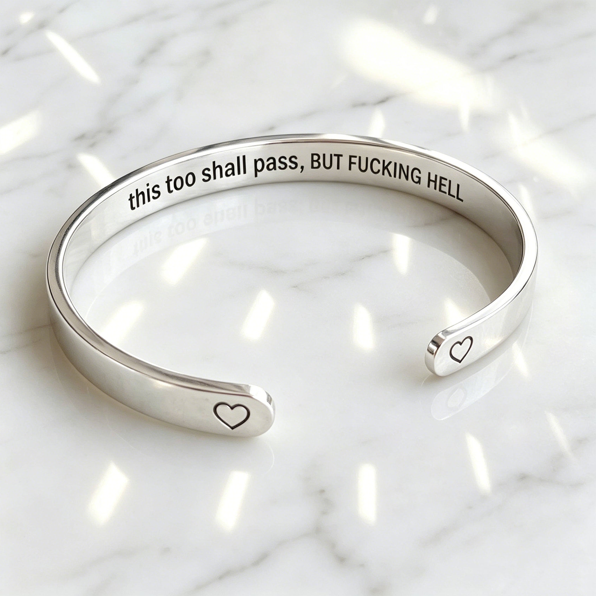 This Too Shall Pass Hidden Message Cuff Bracelet