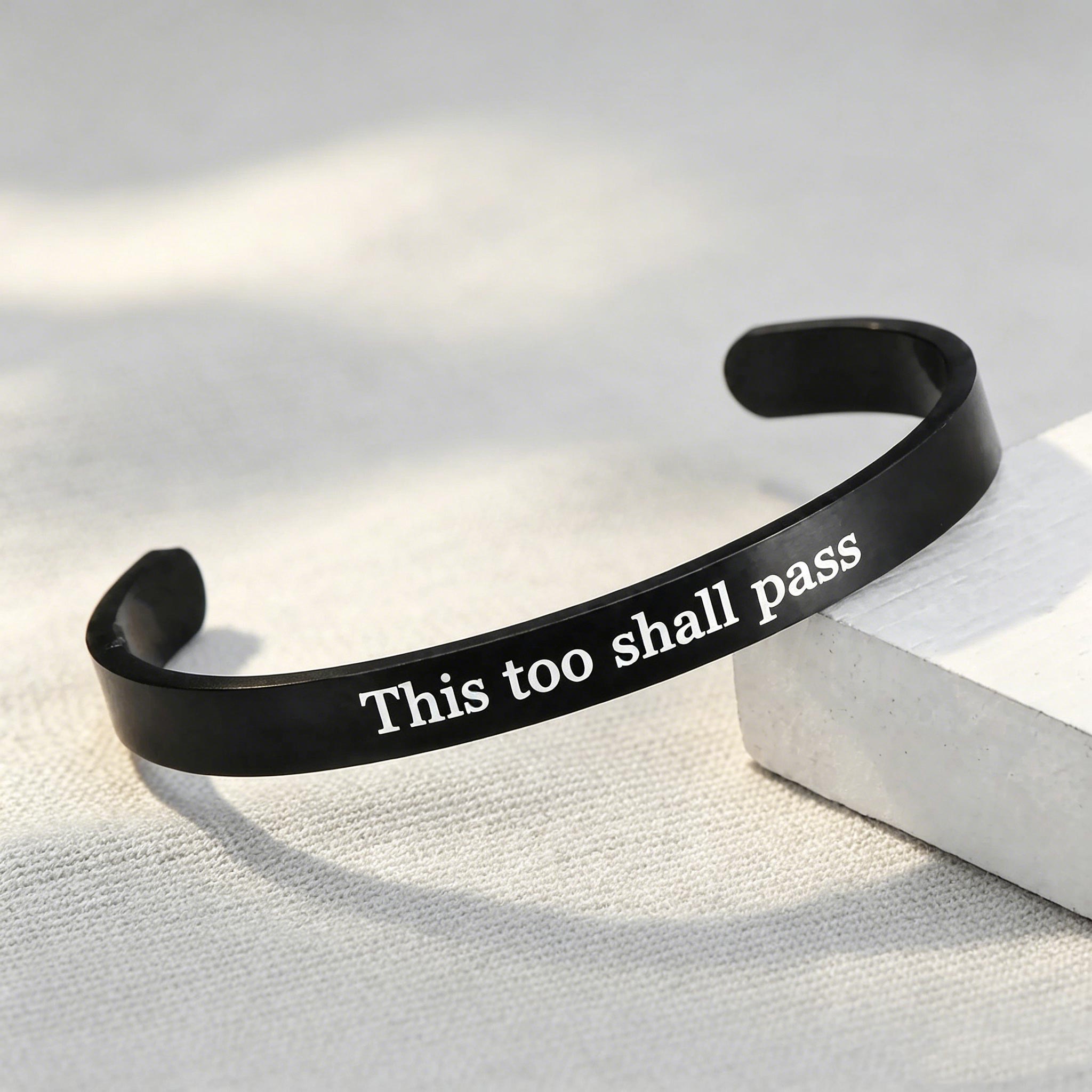 This Too Shall Pass Mantra Cuff Bracelet