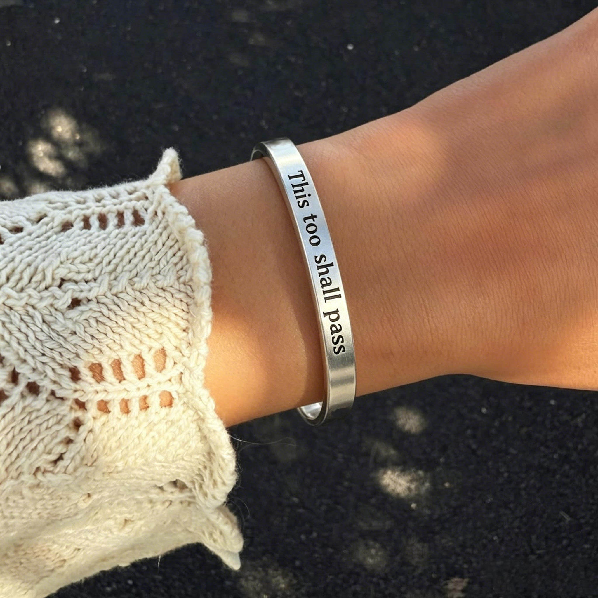 This Too Shall Pass Mantra Cuff Bracelet