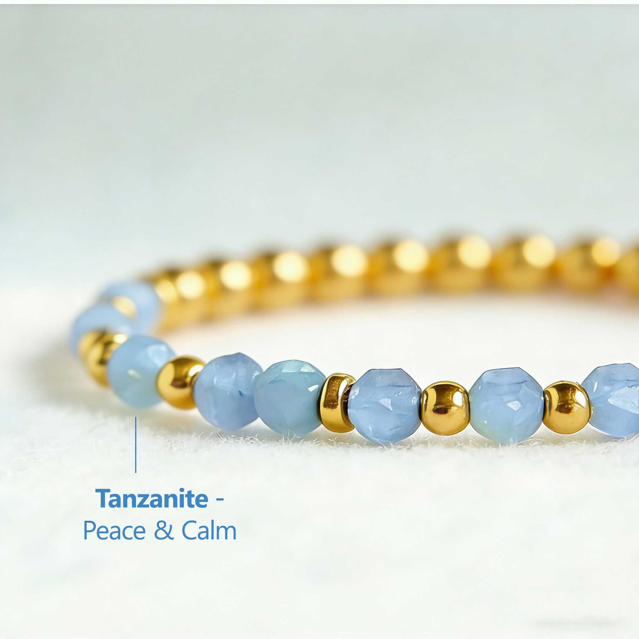 'Calm TF Down' Tanzanite Morse Code Bracelet