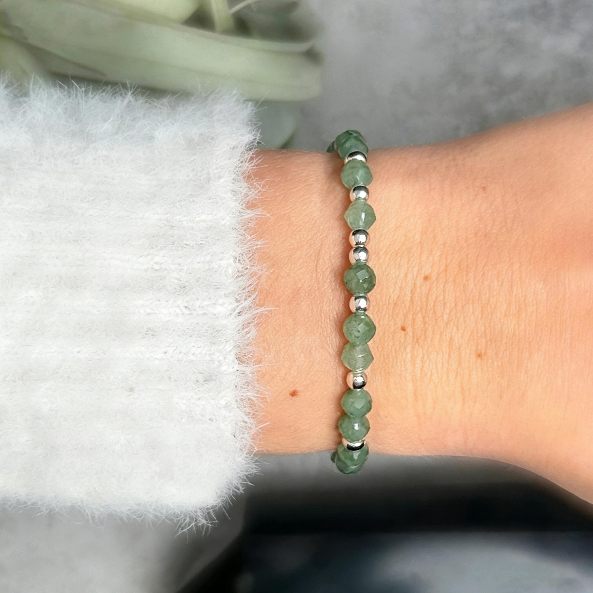 'Lucky Bitch' Green Aventurine Morse Code Bracelet