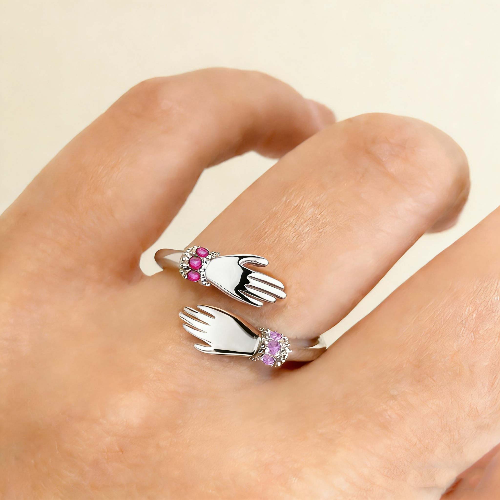 Always with You Adjustable Hug Birthstone Ring