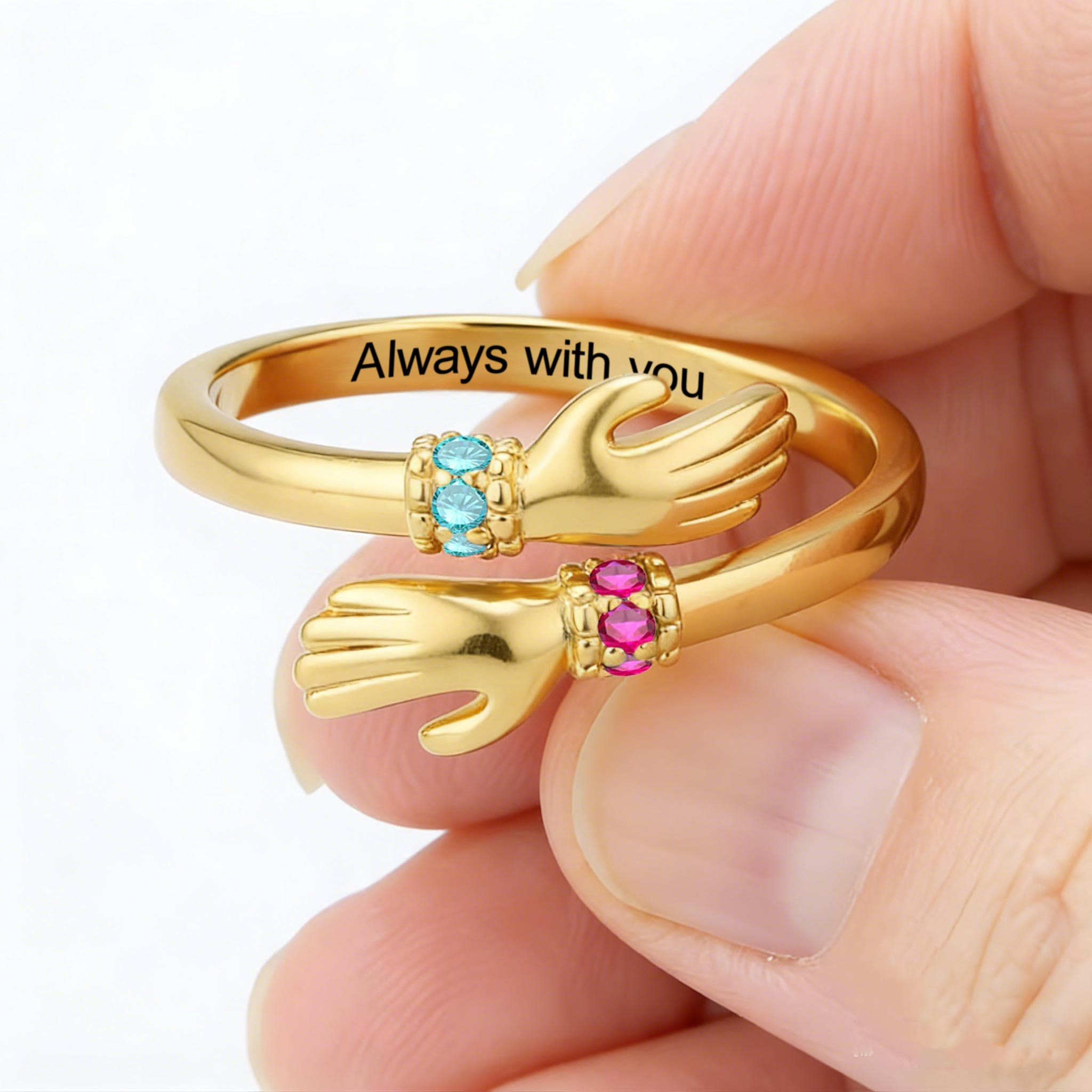 Always with You Adjustable Hug Birthstone Ring