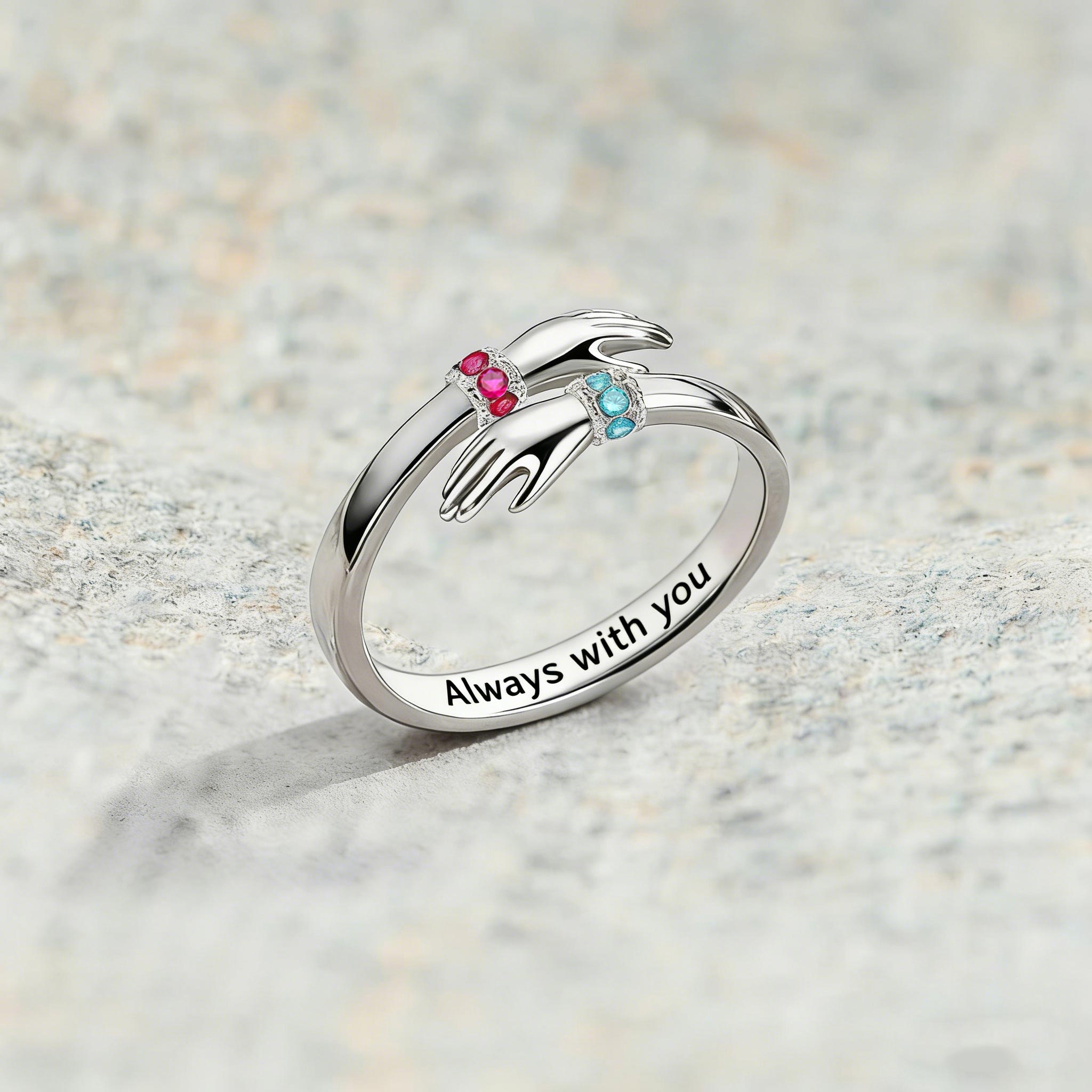 Always with You Adjustable Hug Birthstone Ring