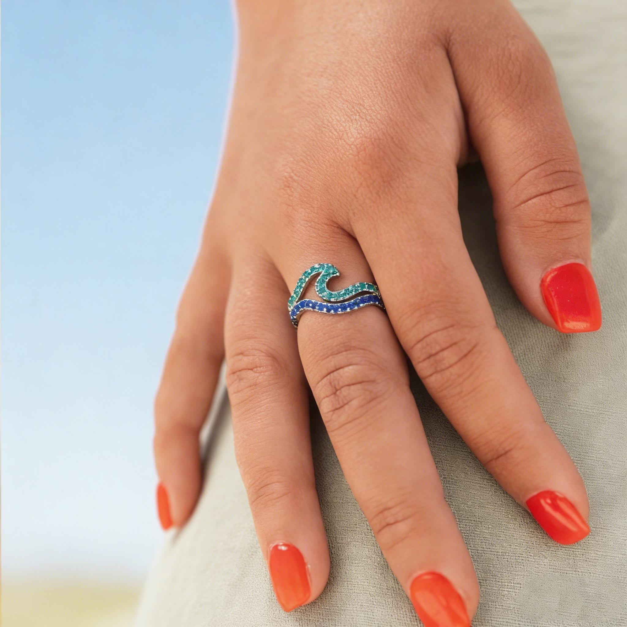 Custom Dual Wave Birthstone Ring