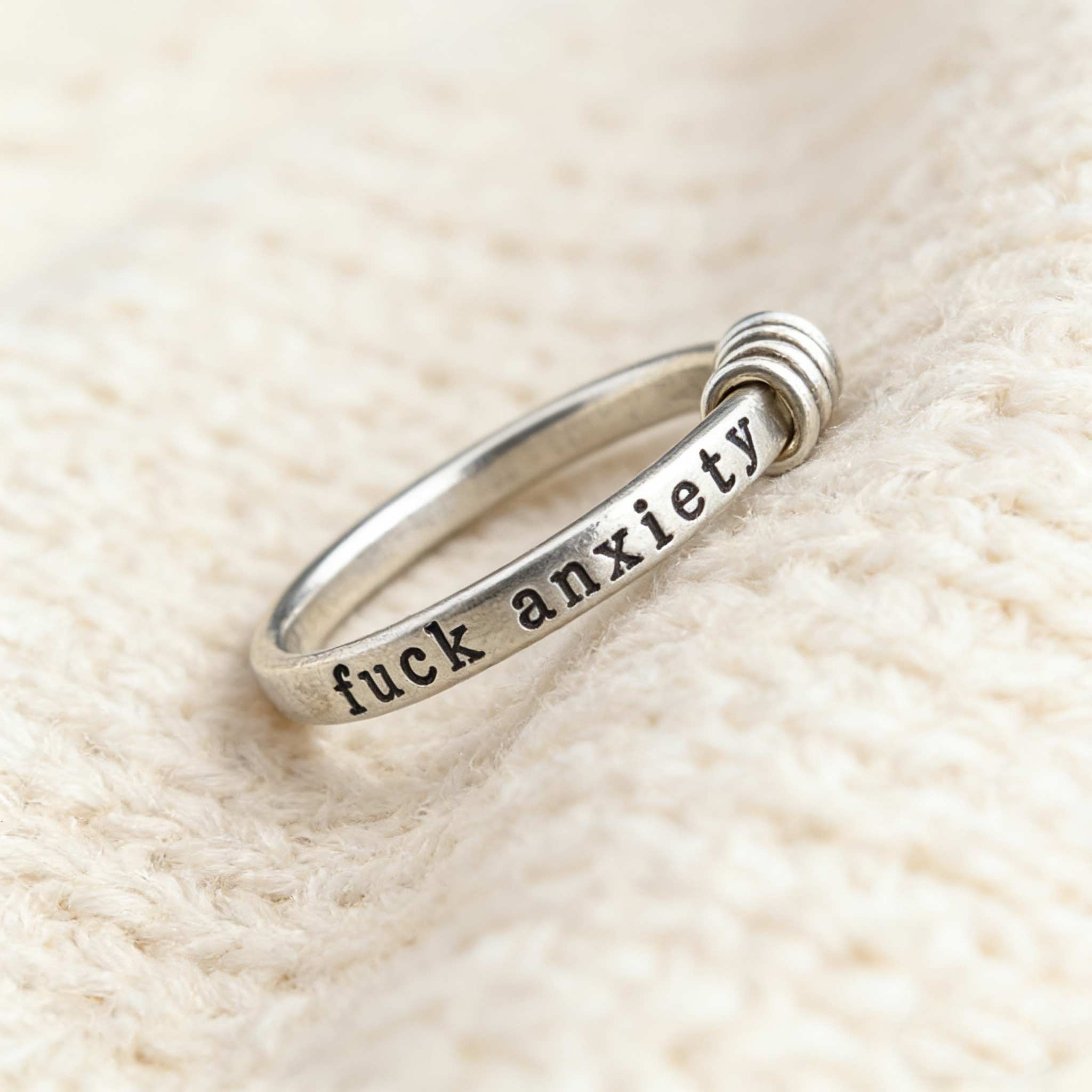 Fuck anxiety Engraved Fidget Ring