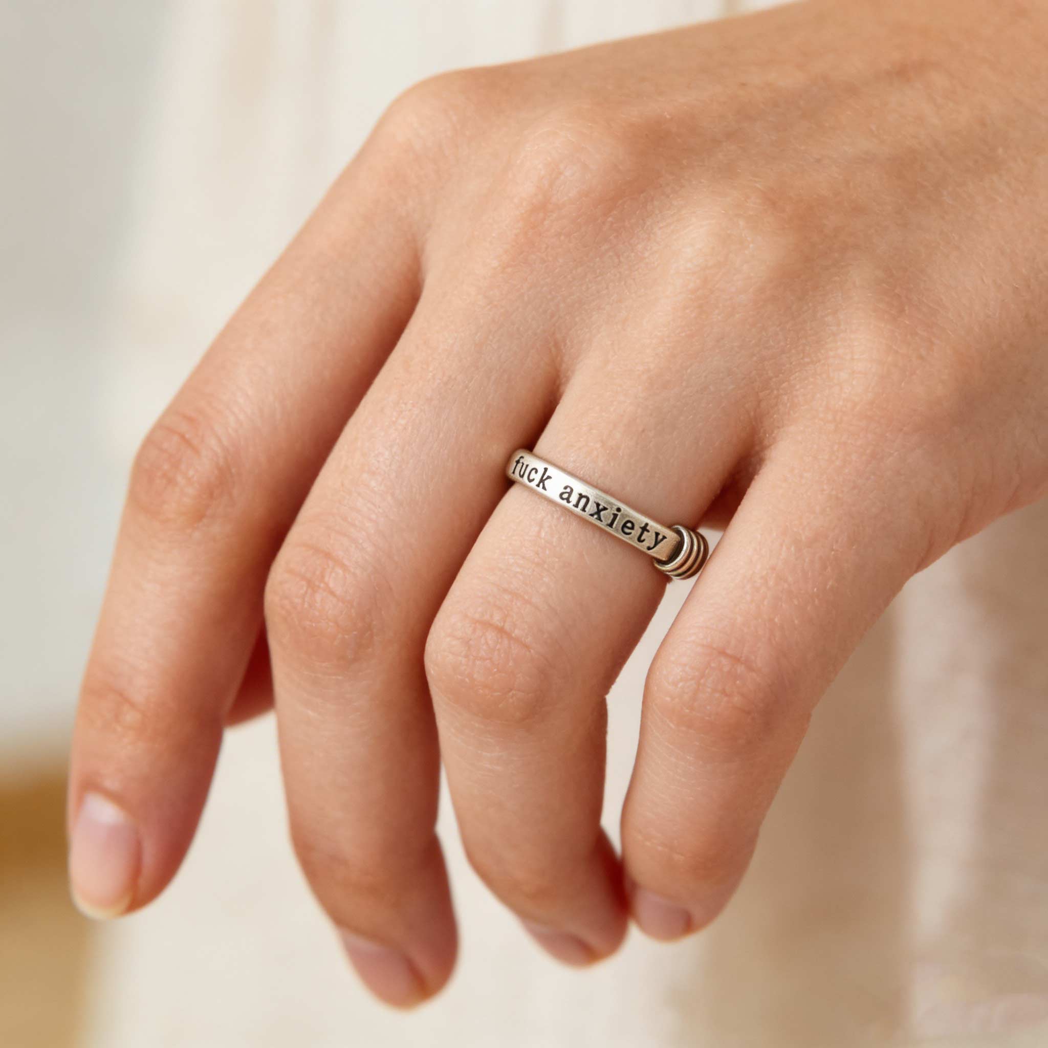 Fuck anxiety Engraved Fidget Ring