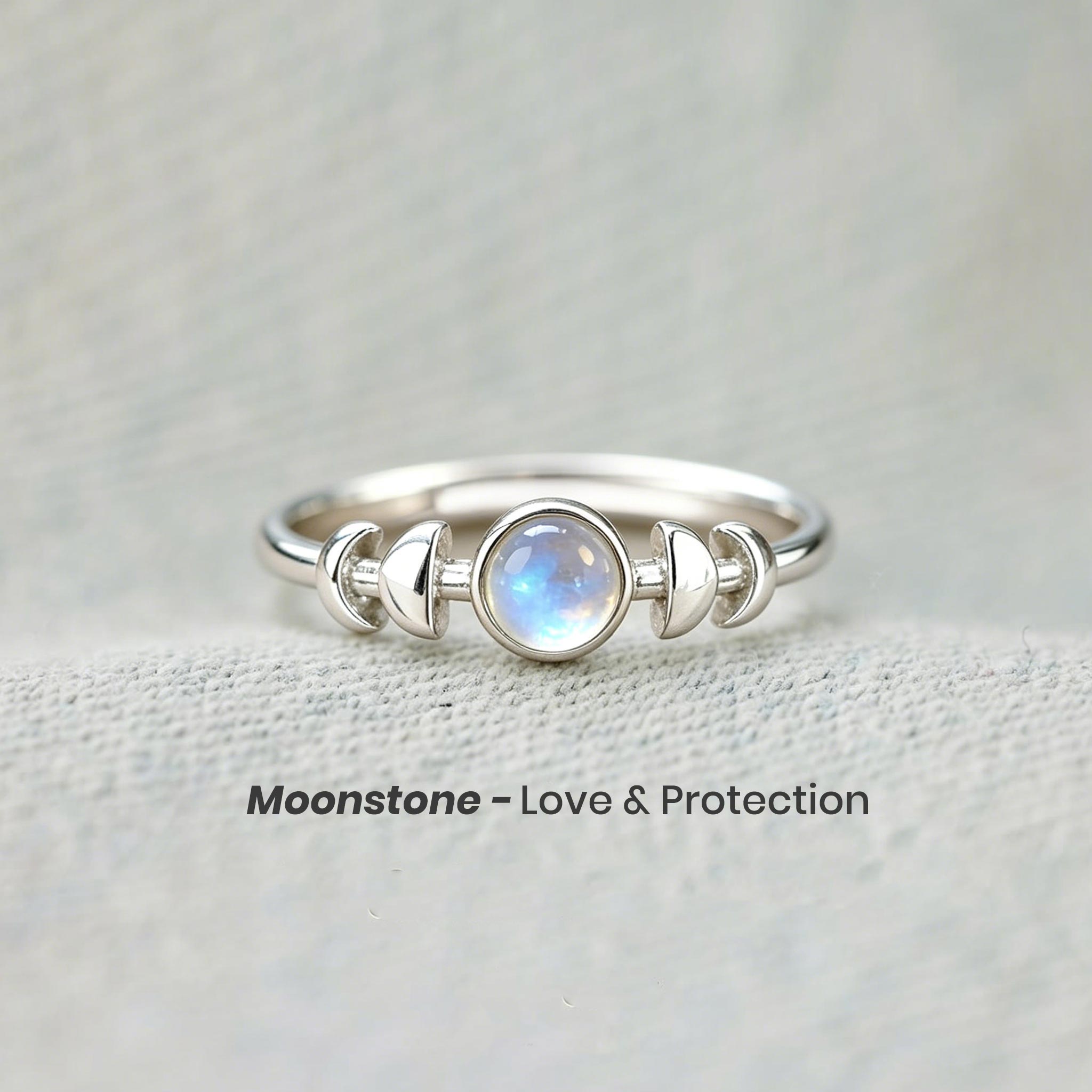 Moon Phases Crystal Healing Ring