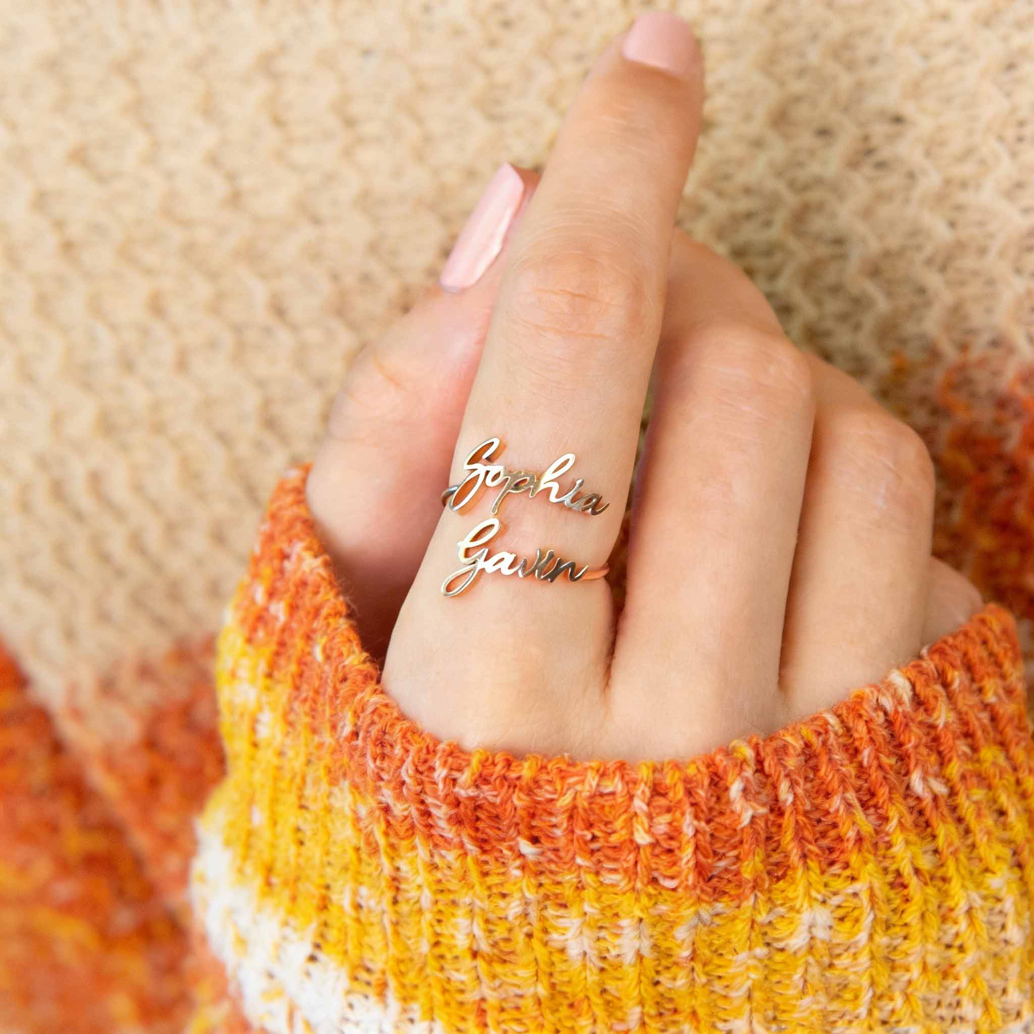 Personalized Double Name Ring