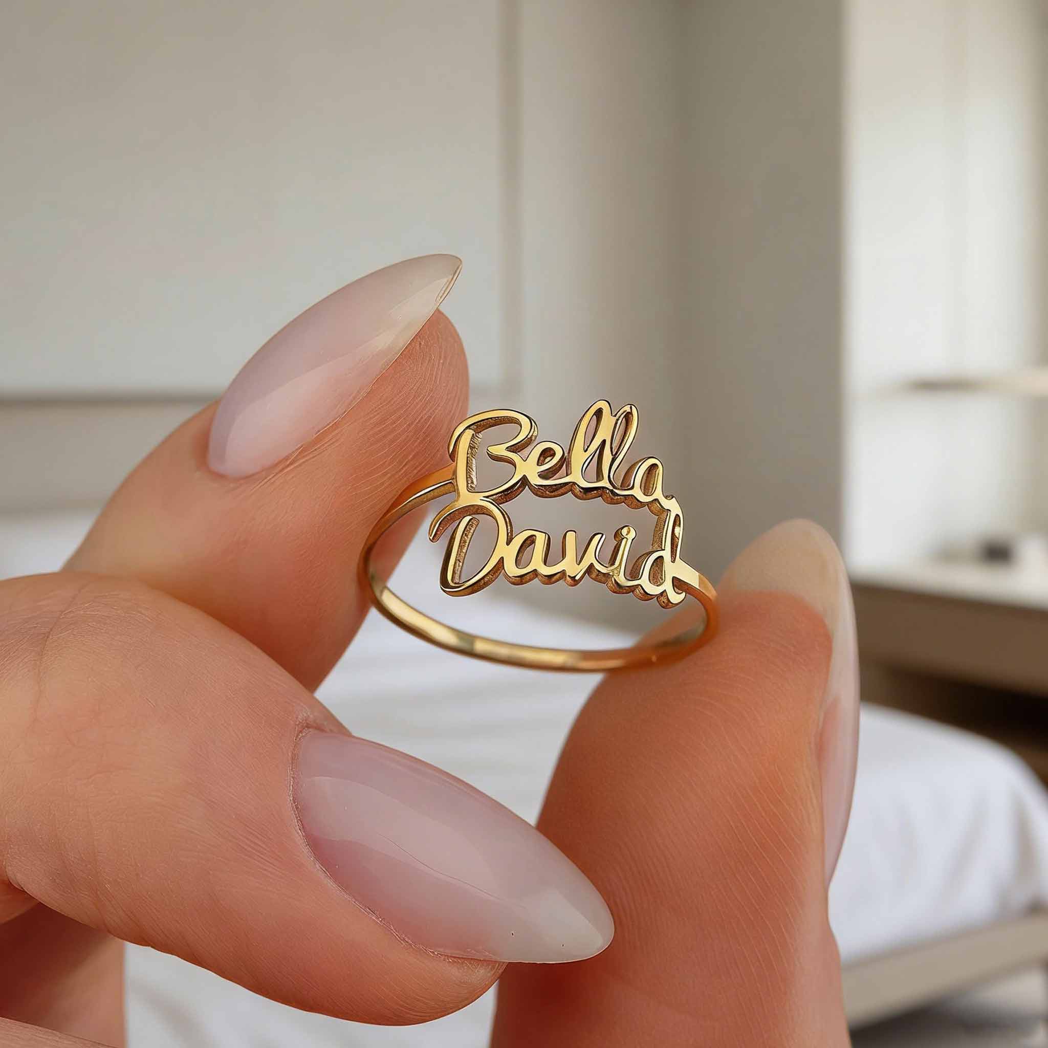 Personalized Double Name Ring