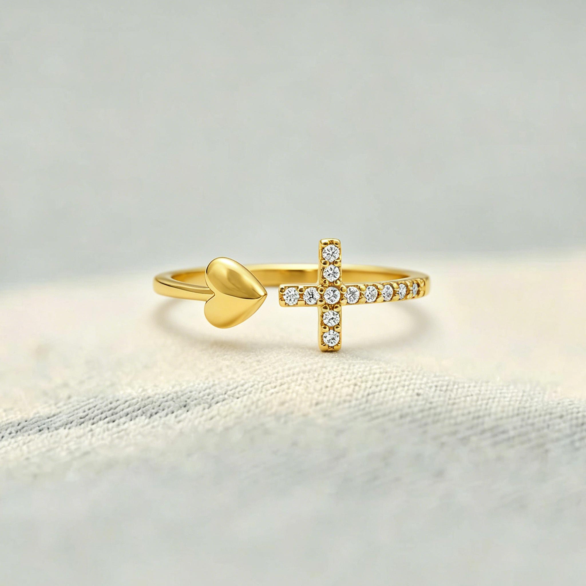 Pray Through It Cross & Heart Personalized Birthstone Ring