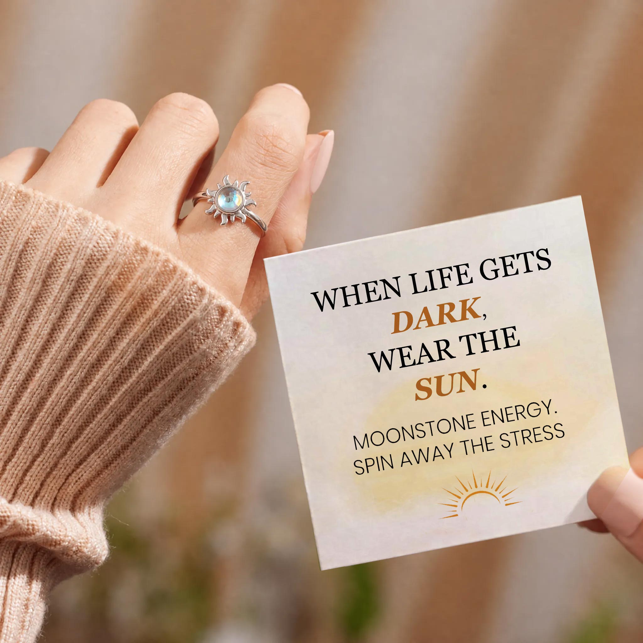Sun Spinner Energy Stone Ring
