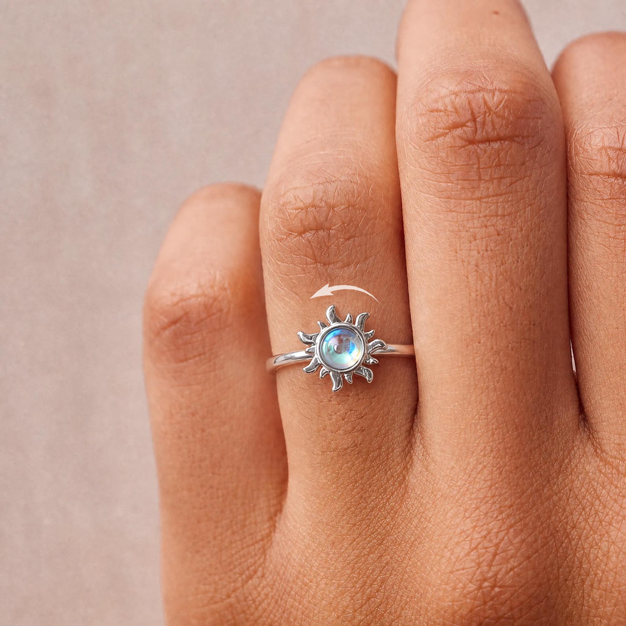 Sun Spinner Energy Stone Ring