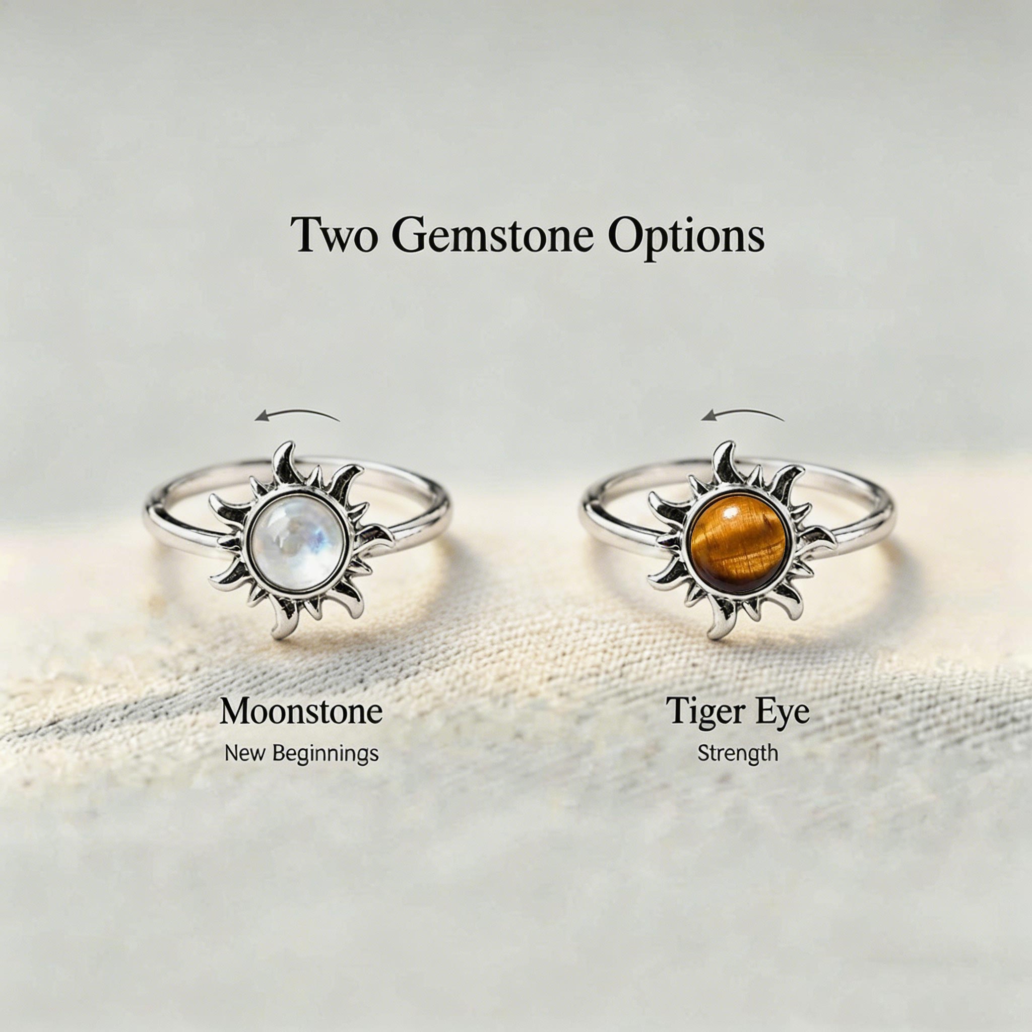 Sun Spinner Energy Stone Ring
