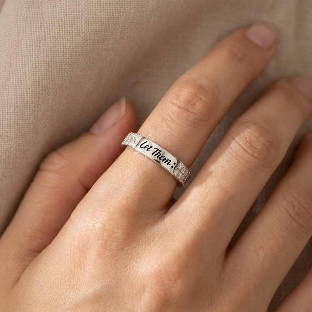 'Let Them' Pave Mantra Ring